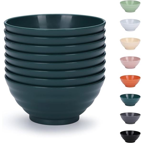 8PC Evanda Plastic Bowls; Deep Bowls (750ml) Lightweight; Great for Cereal, Soup, etc. - New