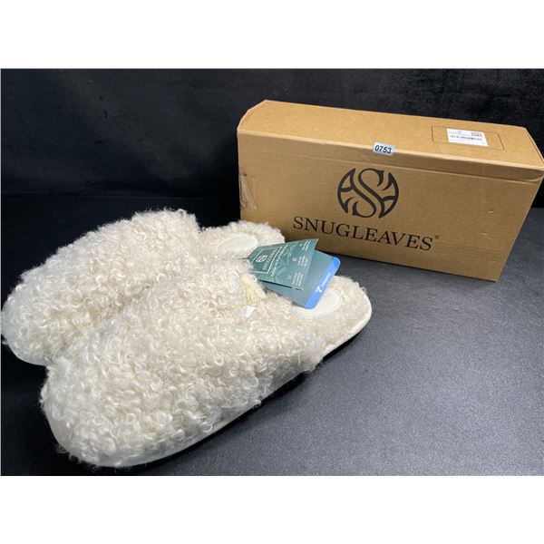 1 Pair of SnugLeaves Women's Fuzzy wool Memory Foam Slippers - Size 11-12 - New in Box