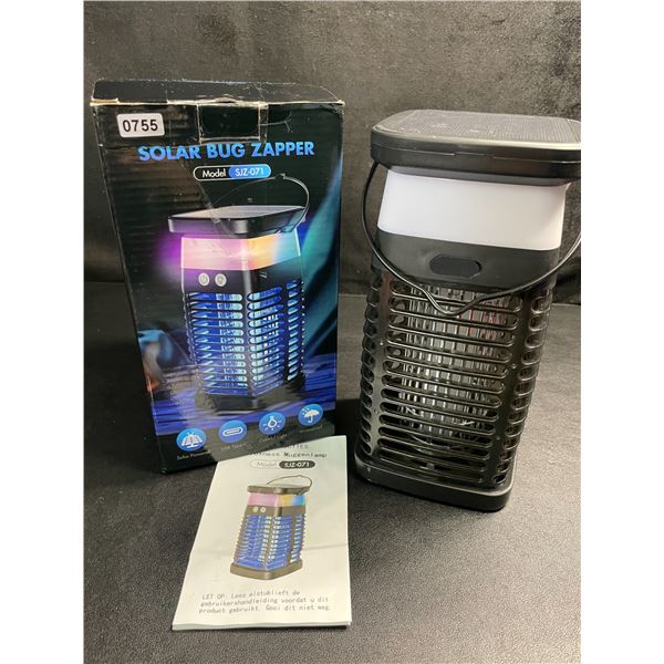 1 Solar Powered Mosquito/Bug Zapper Lamp w/ LED Light; Hangable Design - New in Box