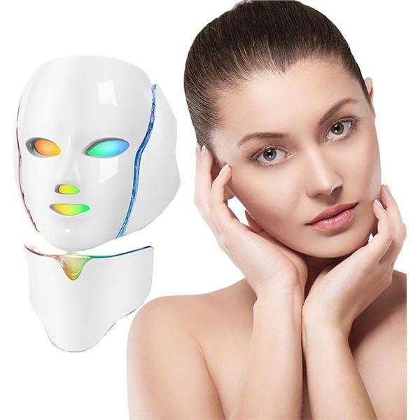 1 LED Light Therapy 7-Color Beauty Mask for Face; Anti-Aging, Wrinkle Treatment Mask - New