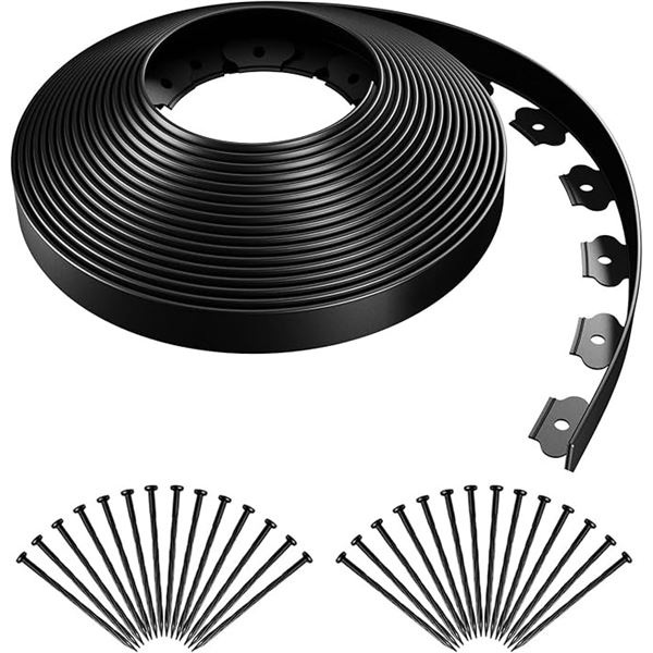 1 Agtek 46FT Plastic Landscape Edging Kit (1.5in height) No-Dig Garden Edging Kit - New!