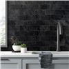 Image 2 : 100PC Peel & Stick Black Slate Wall Tiles (3" x 6" Size) Faux Stone Stick on Tiles - New in Box!