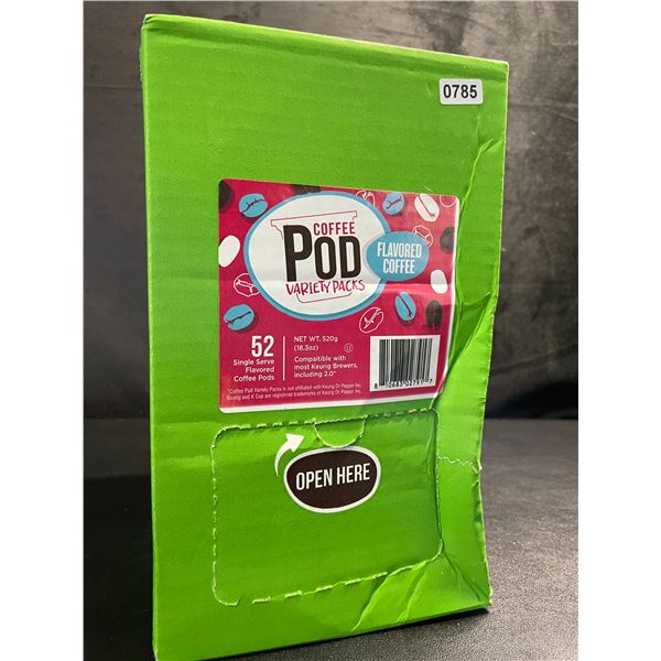 1 Box of 52 Coffee Pods Variety Pack - Flavoured Coffee (52 Single Serve Keurig K-Cups) - New