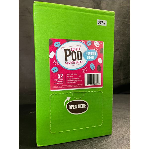 1 Box of 52 Coffee Pods Variety Pack - Flavoured Coffee (52 Single Serve Keurig K-Cups) - New