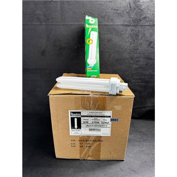 1 Box of 25PCS of Overdrive 26w 2700K G24 Replacement Bulbs - New