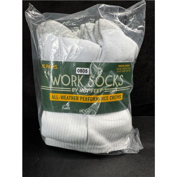 1 10-Pack of Mens Crew Work Socks by Hot Feet - New