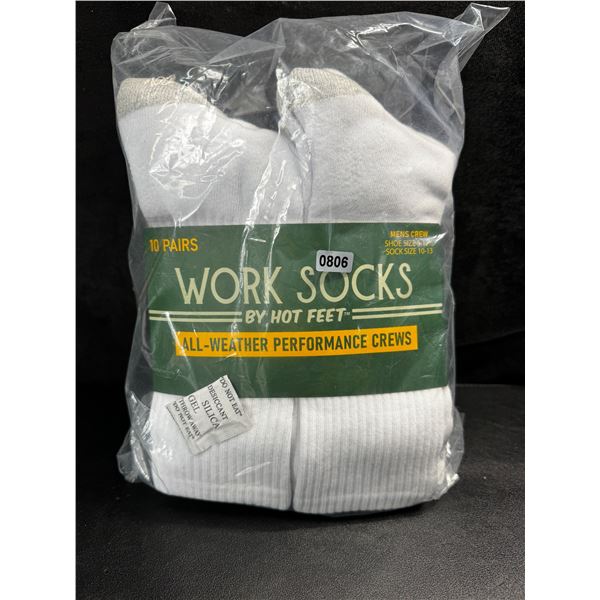 1 10-Pack of Mens Crew Work Socks by Hot Feet - New