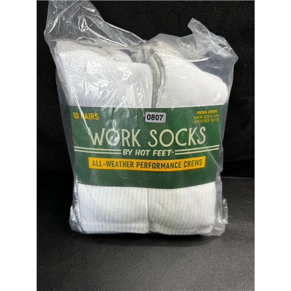 1 10-Pack of Mens Crew Work Socks by Hot Feet - New
