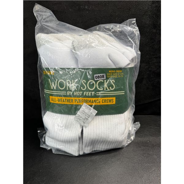 1 10-Pack of Mens Crew Work Socks by Hot Feet - New