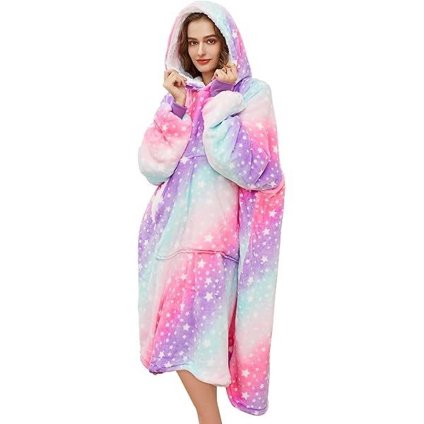 1 Salwings Purple Starry Night Wearable Hoodie Blanket OSFM - New