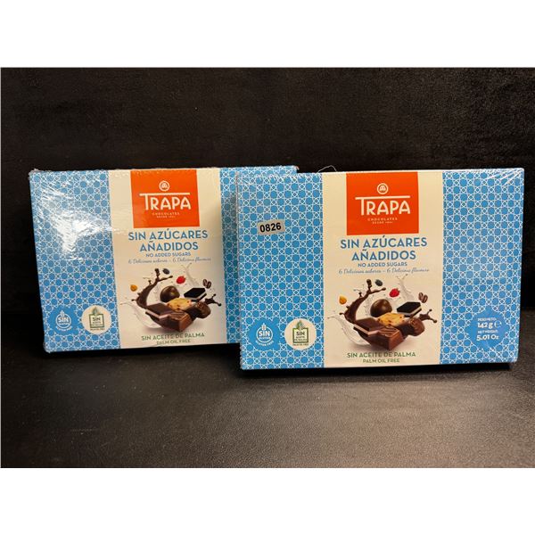 2 Boxes of No Sugar Added Trapa Chocolates Assorted Flavour Chocolate Bonbons - New