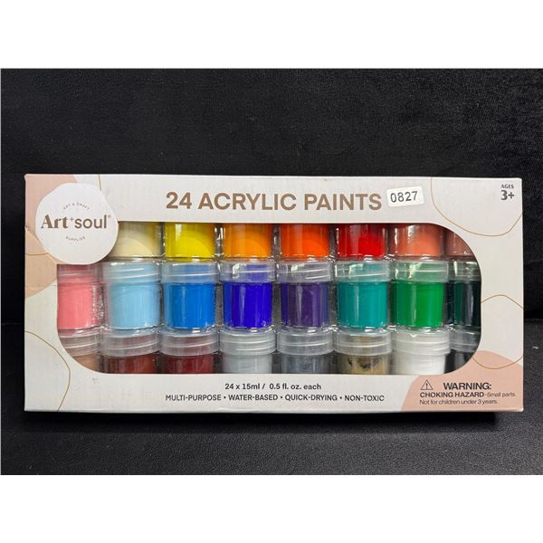 1 24-Pack of Assorted Colour Acrylic Multipurpose Water Based Paint - New