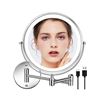 Image 1 : 1 8" Rechargeable LED Wall Mounted Mirror with 360 Degree Swivel and 13inch Extension - New