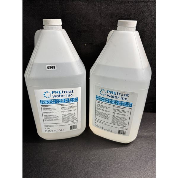2 4.0L Jugs of PreTreat Water INC. Propylene Glycol 99.9% - New