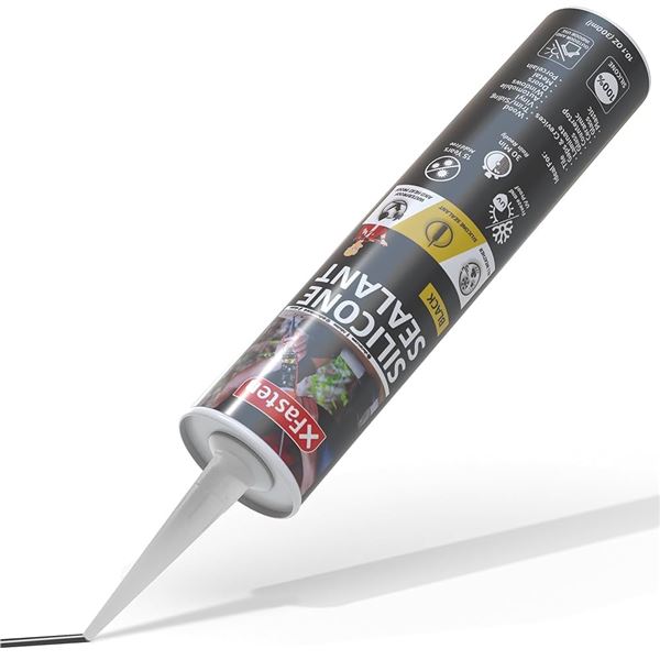 2 Xfasten Silicone Sealants/Waterproof Caulking (Black) 300ml Each - Brand New