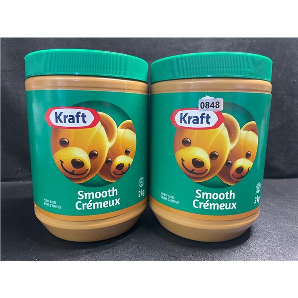2 Kraft Smooth Peanut Butter - Large 2KG Jars - BB: AU 28/2025 - New Sealed