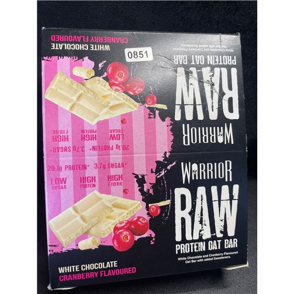 1 Box of Warrior Raw Protein Oat Bars; White Chocolate Cranberry Flavor (12 x 75g Bars) - New