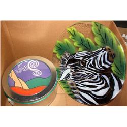 Zebra Designed Plate and Sangria Designed Plates