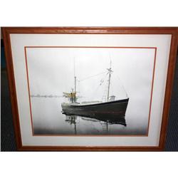 Signed Framed Painting of Boat