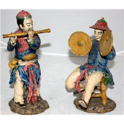 2 Hand Made Musician Statues