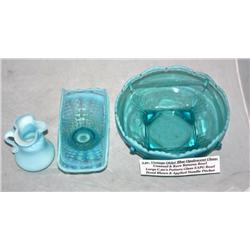 3pc. Vintage Blue Opalescent Glass