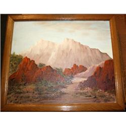 Signed Framed Oil Painting of Mountains