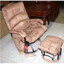 Suede Recliner Chair and Stool