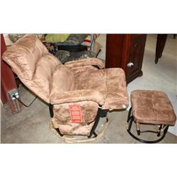 Suede Recliner Chair and Stool