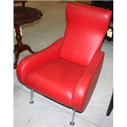 1 Red Leather Chair--New