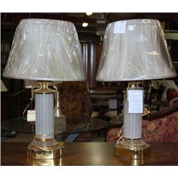Set Of Frosted Column Lamps Plated W/18k Gold