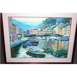 Framed Print of River Flowing through a Town
