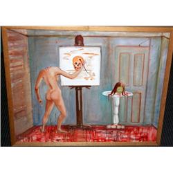 Framed Oil Painting of Headless Painter