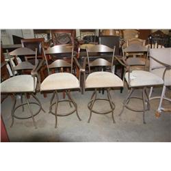 4 Matching Wrought Iron Swivel Bar Stools