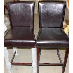 2 Brown Leather Stools