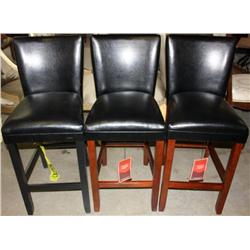 3 Black Leather Stools-- New