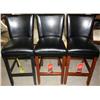 Image 1 : 3 Black Leather Stools-- New
