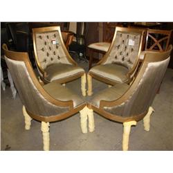 4 New Antique Silver Silk Chairs