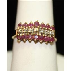 10k Yellow Gold diamond & Ruby Ladies Ring