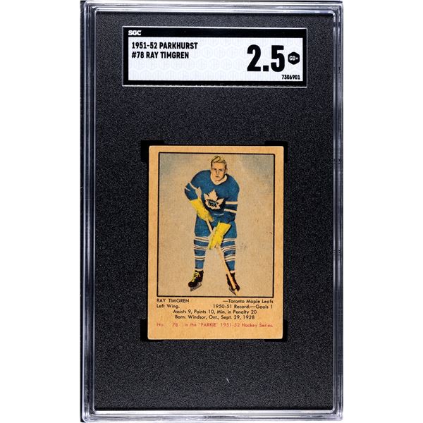 1951-52 Parkhurst #78 Ray Timgren RC (SGC 2.5)
