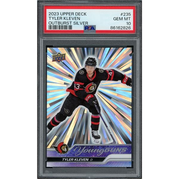 2023-24 Upper Deck Tyler Kleven Young Guns Outburst Silver - PSA 10