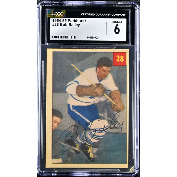 1954-55 Parkhurst #28 Bob Bailey RC (CGC 6)