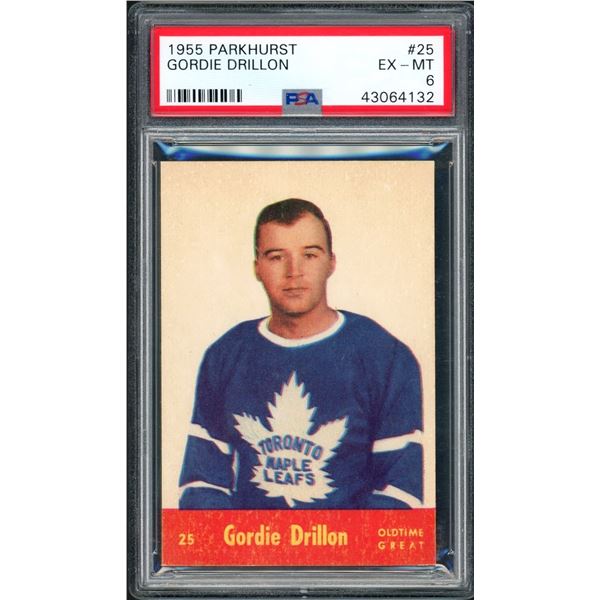 1955-56 Parkhurst #25 Gordie Drillon OTG (PSA 6)