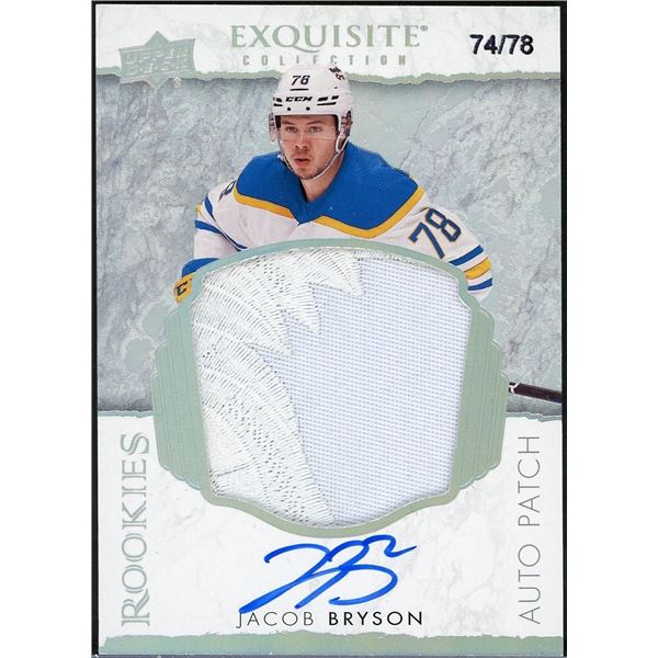 2021-22 Upper Deck Exquisite Collection Jacob Bryson Rookie Auto Patch #74/78
