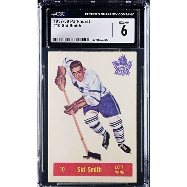 1957-58 Parkhurst #T10 Sid Smith (CGC 6)