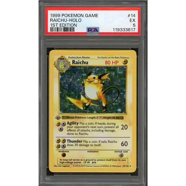 1999 Pokémon Raichu Holo 1st Edition - PSA 5