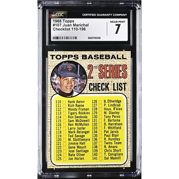 1968 Topps #107 2nd Series Checklist - Marichal (CGC 7)