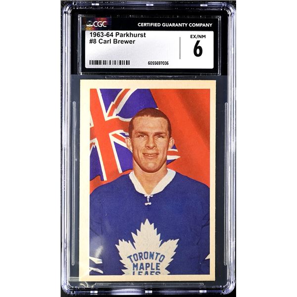 1963-64 Parkhurst #8 Carl Brewer (CGC 6)