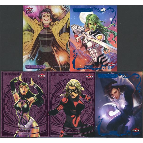 2024 5x lot of Fleer Ultra Matriarchs of Marvel feat. Sersi, Stature, Jubilee, Gamora, and Aurora