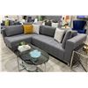 Image 2 : BNIB Andrew Dark Grey L‑Shape LIGHT GREY Sectional Couch - Retails: $2299