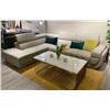 Image 1 : BNIB Lincoln Grey - Left Hand Facing Leather Sectional Couch - Retails: $3899